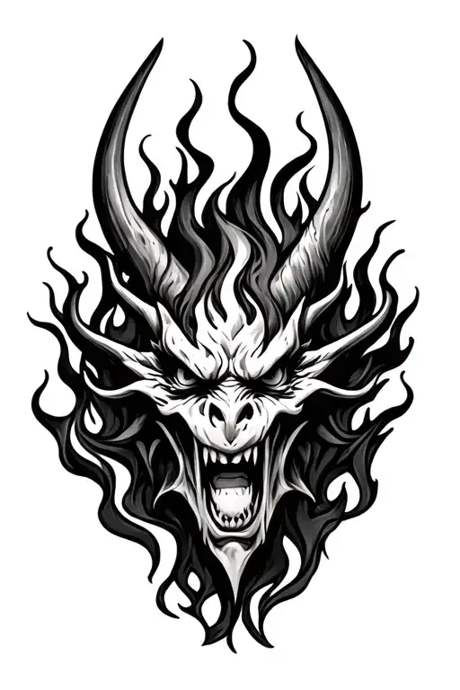Flaming Demon Head