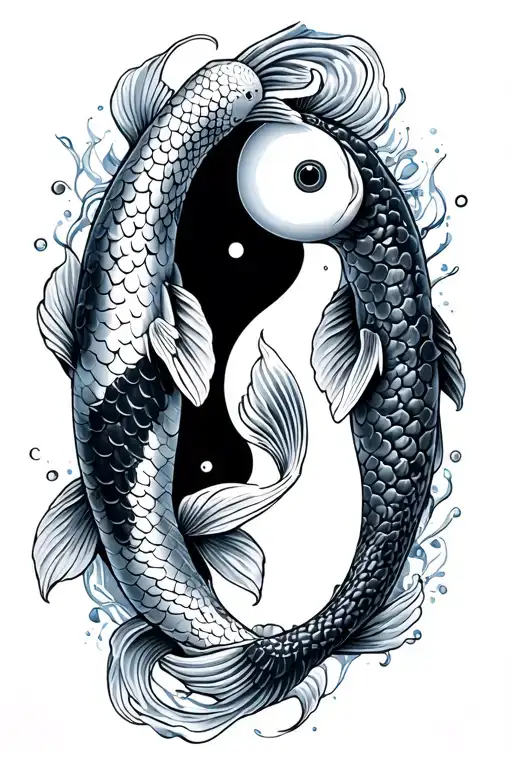 Koi Fish Ying And Yang Fish One On Each Hip