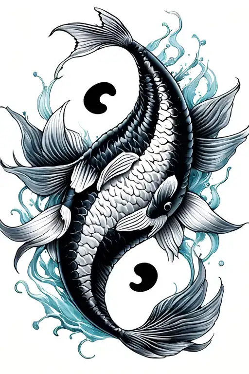 Koi Fish Ying And Yang Fish One On Each Hip