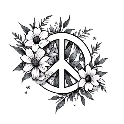 Peace Sign And Wild Flowers