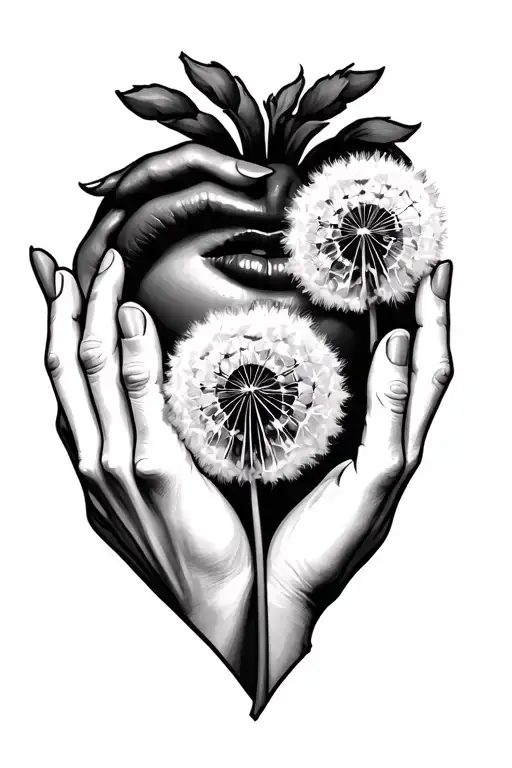 Heart Hands With Lips And A Dandelion
