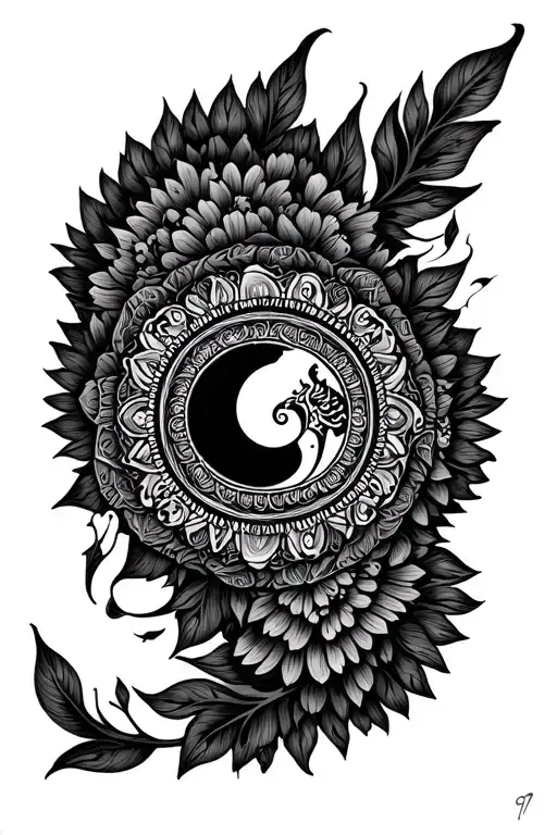 Greek Hindu Mandala For Forearm Sleeve Tattoo With Curtain