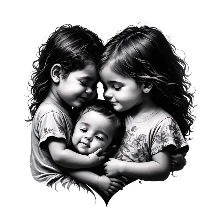 3 Children Love Heart