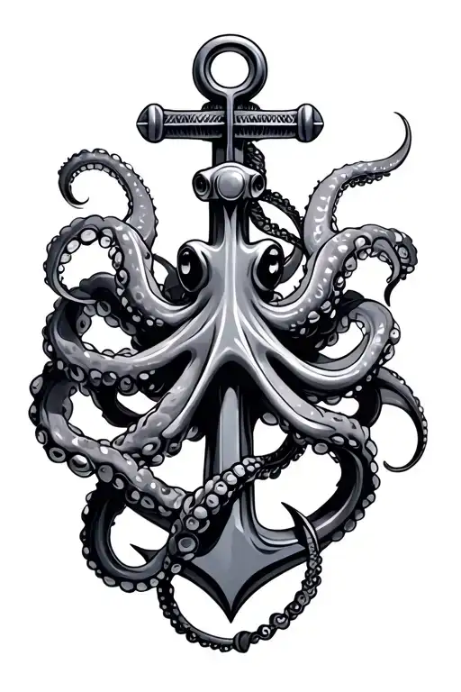 Octopus Wrapped Anchor Intertwined Tattoo idea