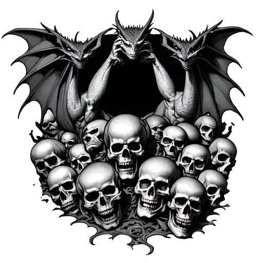 Gargoyles And A Sea Of Skulls Surrounded