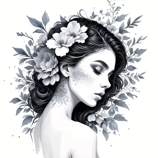 Woman Turning Into Flowers