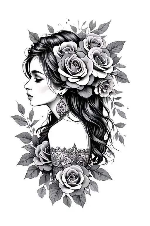 Gypsy Girl Side Profile Roses Blooming
