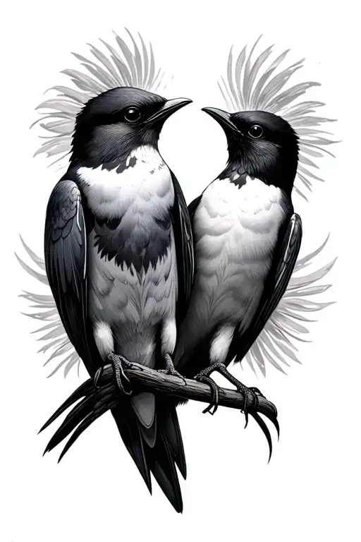 Swallows Facing Each