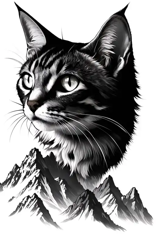 Cats Overlooking Mountains Rising Phoenix Tattoo idea