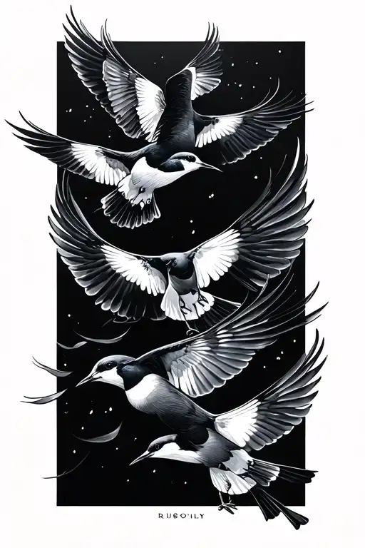 Swallows Flying Together