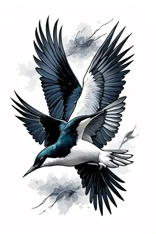 Swallows Flying Opposite Each Other