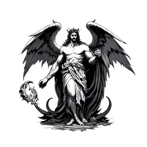 St Michael Design Standing On Demon