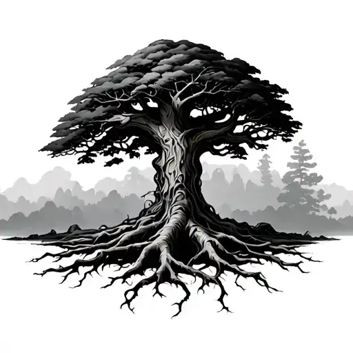 Ancient Pillar Like Roots Of Tree