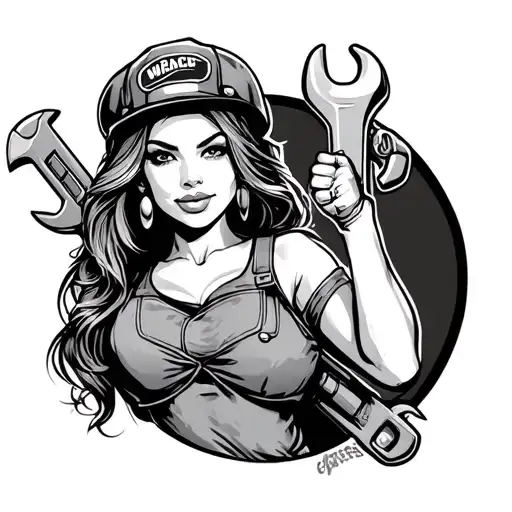 Mechanic Pinup Girl With Wrench