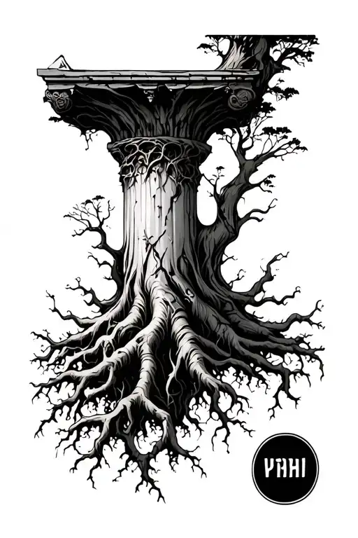 Ancient Pillar Like Roots Of Tree