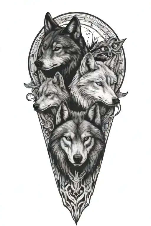Two Wolves With Scorpio And Pisces Zodiac Signs Incorporated