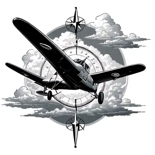 Cessna Plane And Compass And Clouds