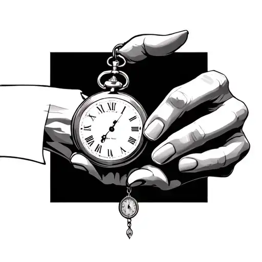 Fingers Connecting And Holding Dangling Pocket Watch