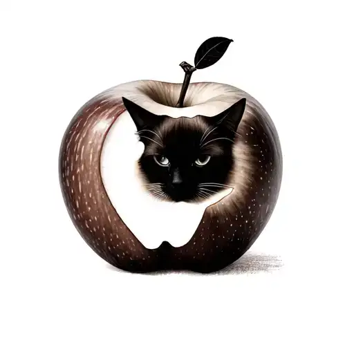 A Simple Apple With The Bite Out Of It Looking Like The Sillouette Of A Siamese Cat