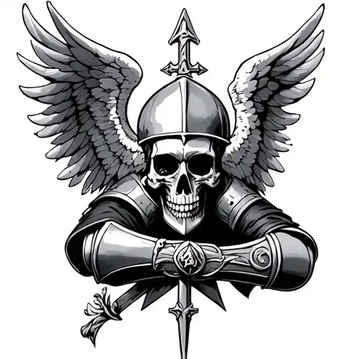 Knights Templar Angel Skull Adorned