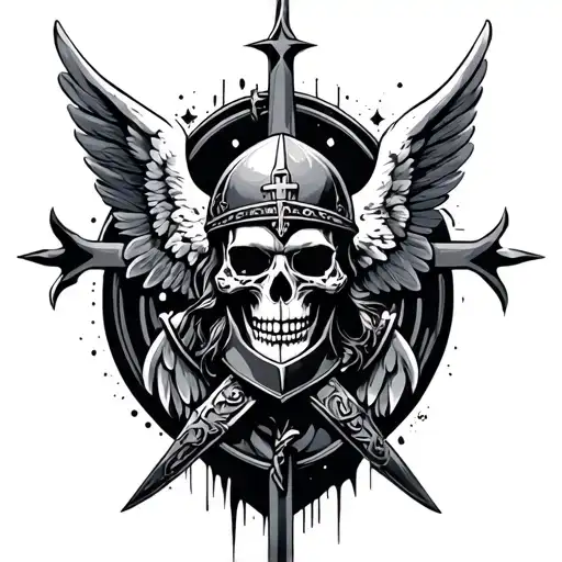 Knights Templar Angel Skull Adorned