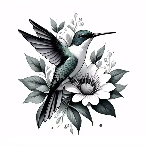 Hummingbird And Flower Tattoo idea