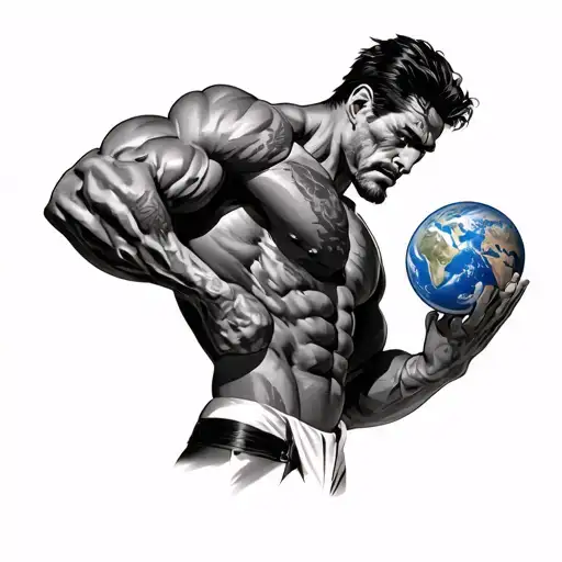 Mike Mentzer Bodybuilder Holding Earth