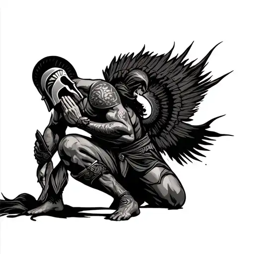 Spartan Kneeling Praying Tattoo idea