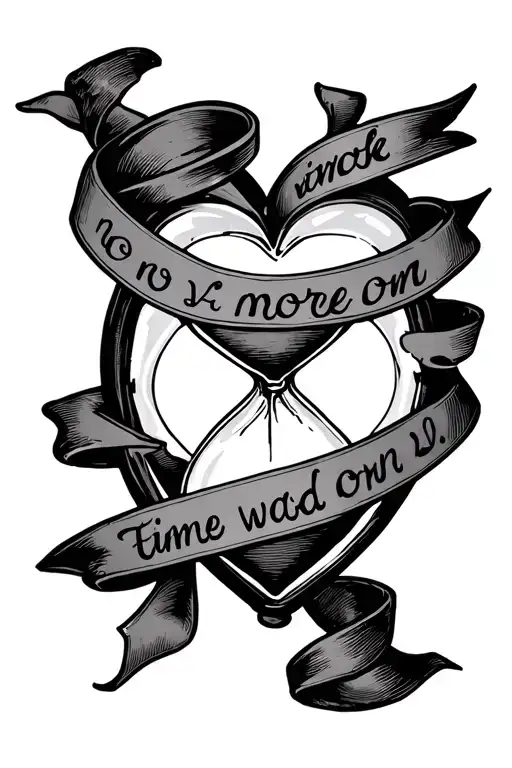 Hourglass Tattoo Broken Heart Inspired With Ribbon That Reads No More Wasted Time On Love Vintage