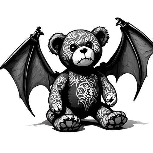 Voodoo Teddy With Bat Wings