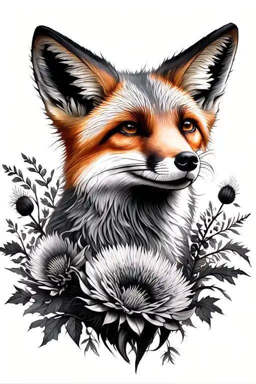 Fox And Thistle Tattoo idea