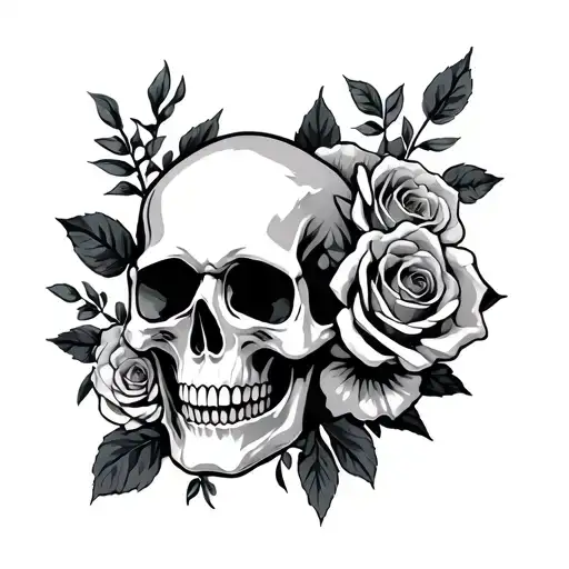 Skull Roses Flowers Sleeve