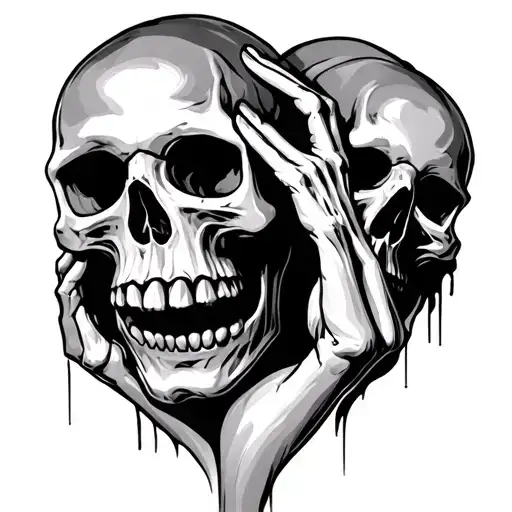 See No Evil Speak No Evil Hear No Evil Skulls Black And Grey With Flashes Of Colour