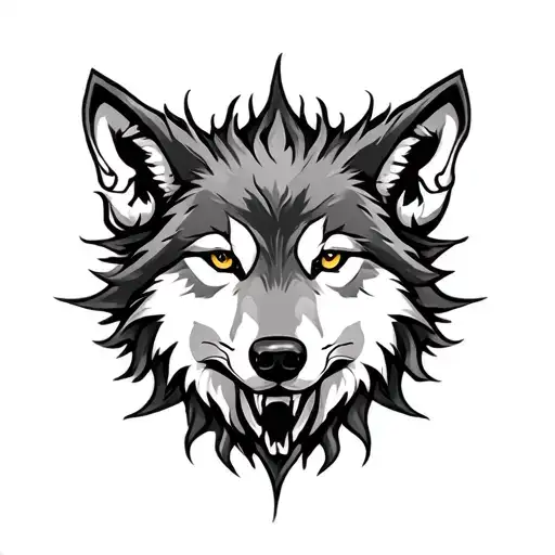 Wolf Sun Flame 3D Metal Ink