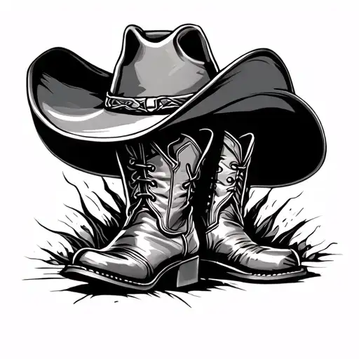 Cowboy Hat And Boots Tattoo idea
