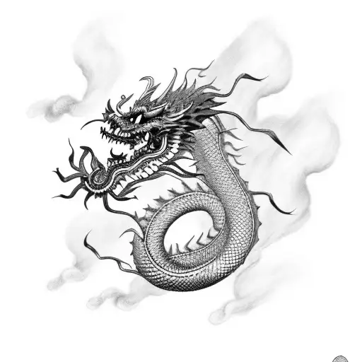 Chinese Dragon Wrapped Around A Chinese Sword