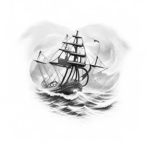 Kraken Taking Down A Ship