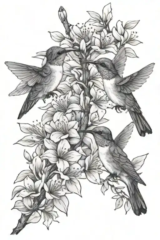 2 Hummingbirds And Magnolia Tree