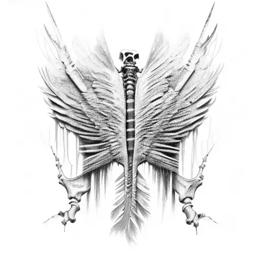 Decaying Crow Wings With Bones Protruding From The Feathers