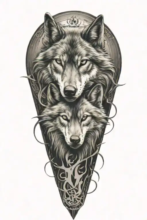 Two Wolves With Scorpio And Pisces Zodiac Signs Incorporated