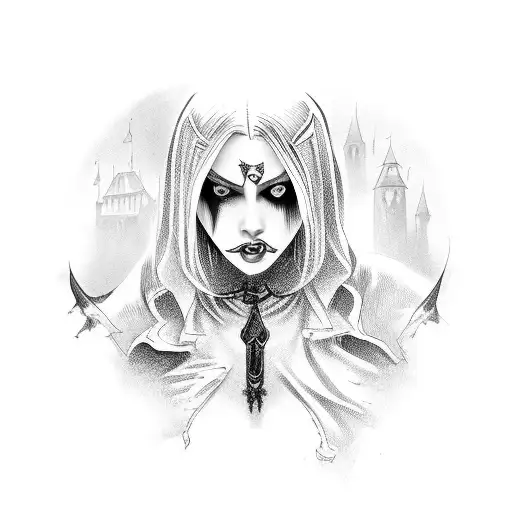 Female Vampire With Castle
