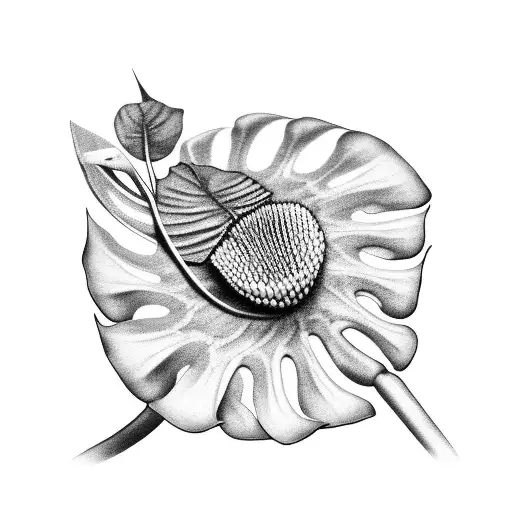 Monstera Plant With 1 Man Eatting Flower Wraped Around Right Leg Completely