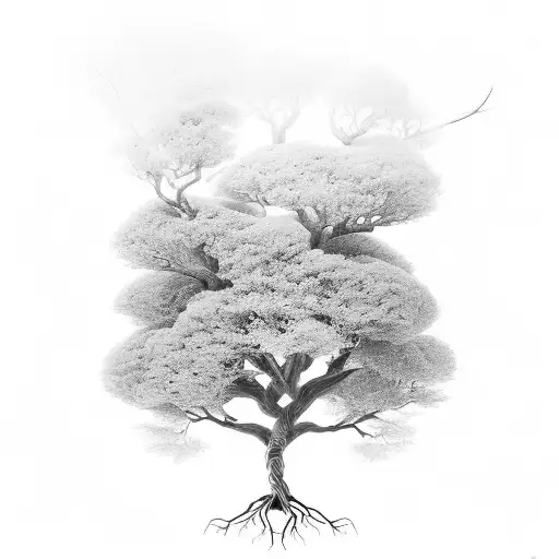 A Beautifully Detailed Tree With Roots Forming The Shape Of A Design Tool