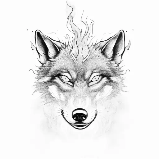 Gnarling Wolf Made Of Smoke Or Fire