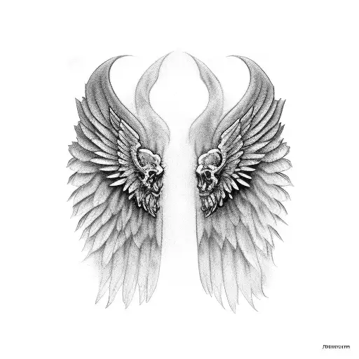Set Of Wings Left Side Angel Right Side Skeleton