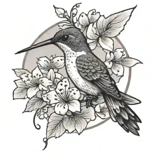 Hummingbird Surrounded By Cherry Blossoms
