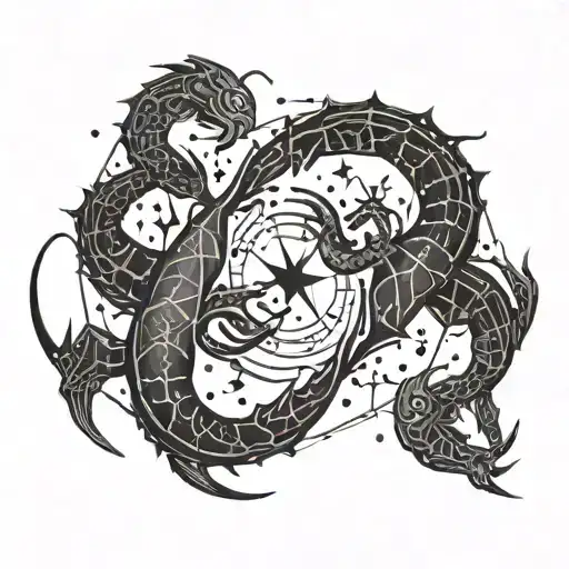 Scorpio And Pisces Zodiac With Star Constellation