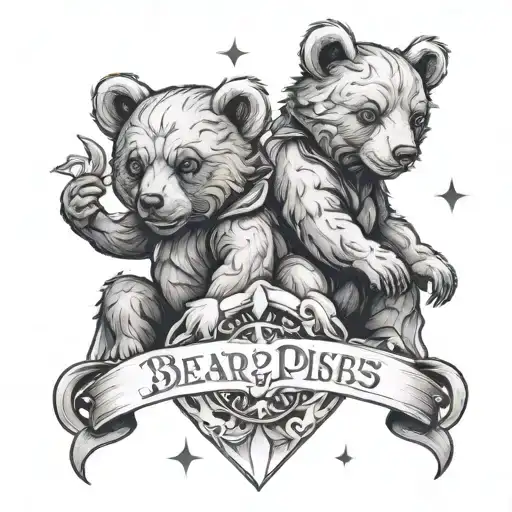 Two Bear Cubs As Scorpio And Pisces Zodiac Signs