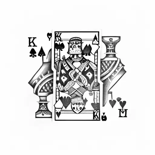 King Of Hearts Playing Card Bottom Half Decayed With Pistol And Tactical Gear
