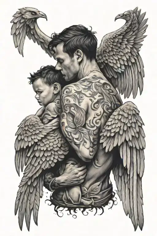 A Tired Father Grows Wings After Hugging His Children